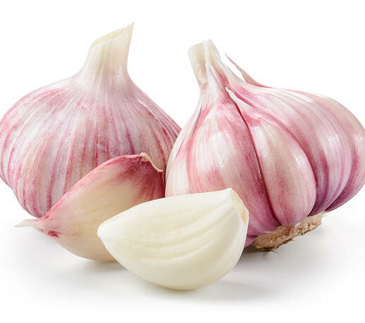 Garlic closeup isolated on white background. With clipping path.